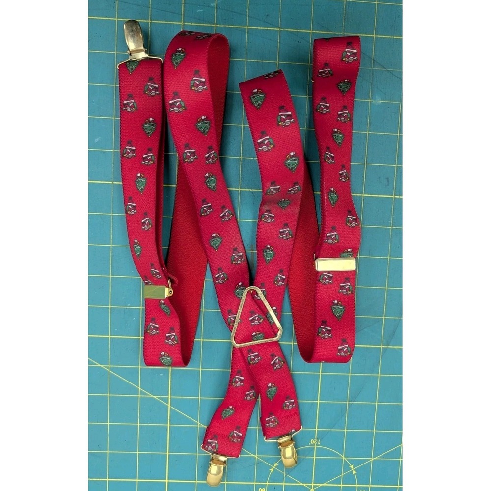 Christmas Tree Santa Suspenders Men's Elastic Adjustable 1 3/8 Inch
